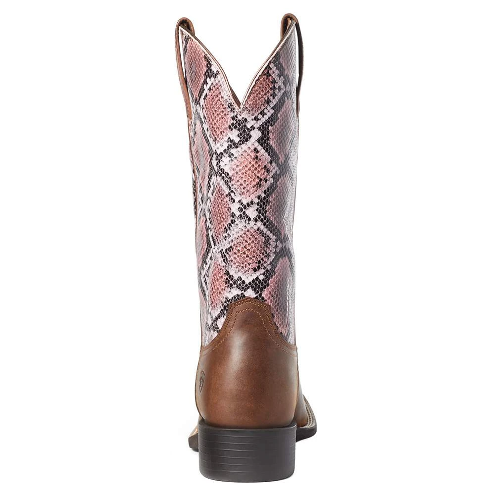 Ariat Women`s Round Up Tan Bomber/PinkSnake Boot - Image 3