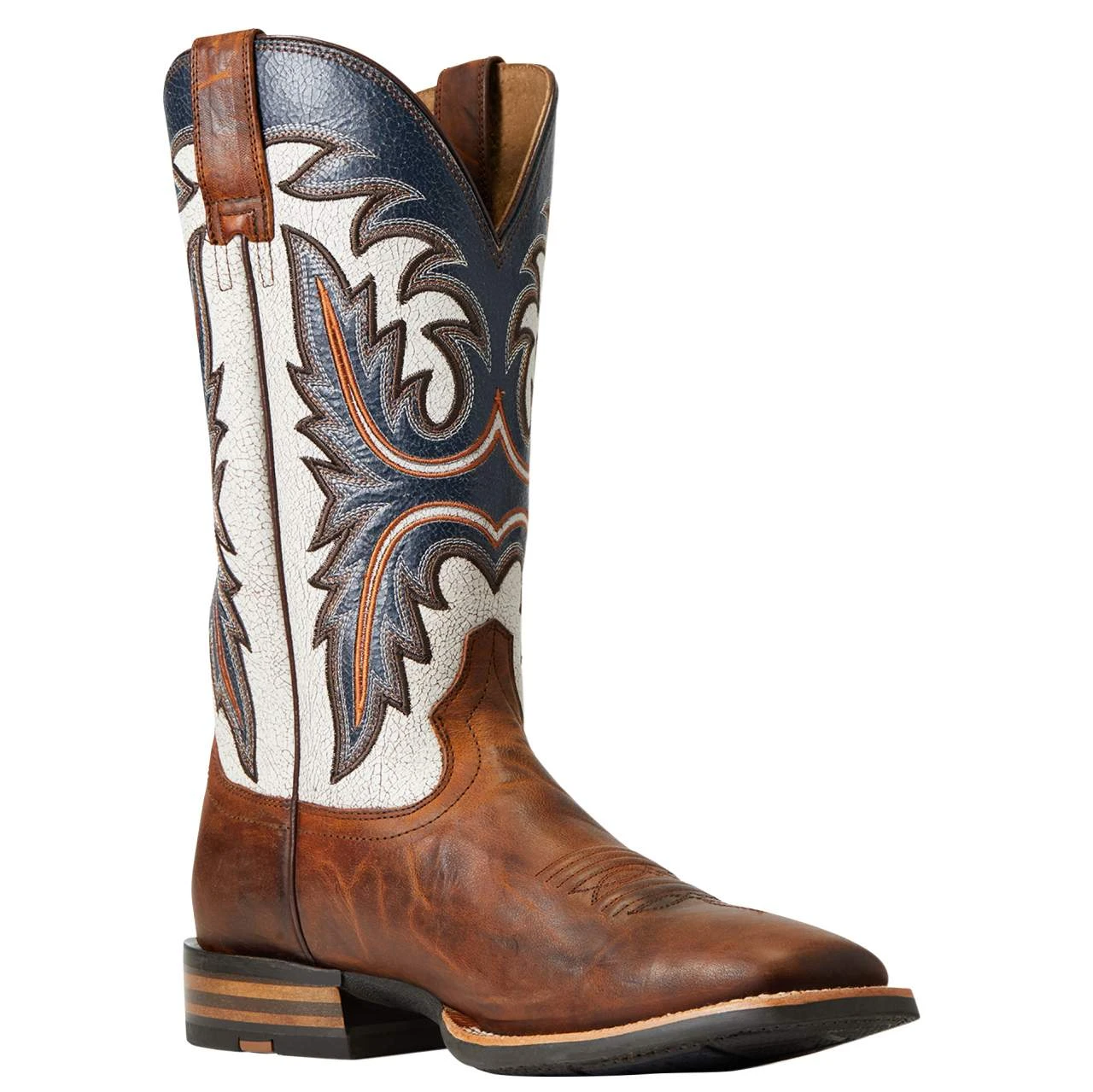 Ariat Men`s Brushrider Penny Brown 13` Coastal Cream Top Square Toe Boots - Image 4