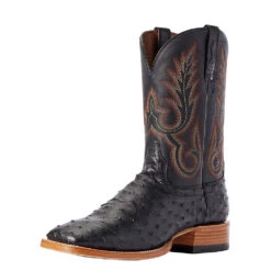 Ariat Men's Ariat Barker Black Full Quill Ostrich 11in. Liberty Black Top Cowboy Boots