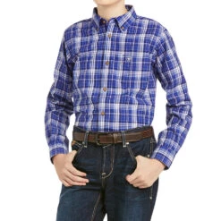 Ariat Boys Pro Series Blue Plaid Paul Shirt
