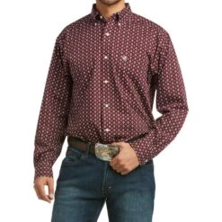 Ariat Men's Oswin Maroon Print Shirt