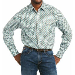 Men's Ariat Casual Series White Print Fedor Snap Shirt