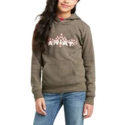 Ariat Girls REAL Logo Hoodie - Banyon Bark