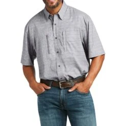 Ariat Men's TEK VentTEK Echo Gray Aztec Print Shirt
