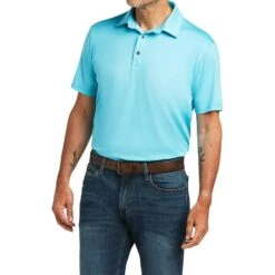 Ariat Men's Light Blue Charger 2.0 Fitted Polo