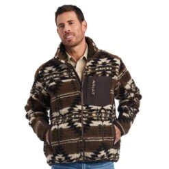 Ariat Men's Brown Mammoth Southwest Jacquard Fleece Jacket