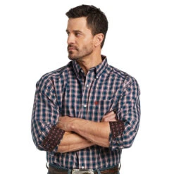 Ariat Men's Wrinkle Free Vero Teal Plaid Shirt