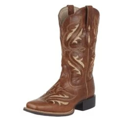 Ariat Women's Round Up Tan Glitter Inlay 11in. Tan Cowgirl Boot