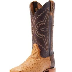 Ariat Mens Broncy Antique Saddle FQ Ostrich 12 In Top Cowboy Boot