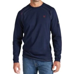 Ariat Men's Flame Resistant Navy Work Crew Shirt