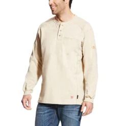 Ariat Men's Flame Resistant Sand Air Crew Long Sleeve Shirt
